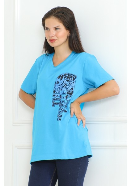 The Nort Baskılı Tişört 1075 - Mavi indirimleri