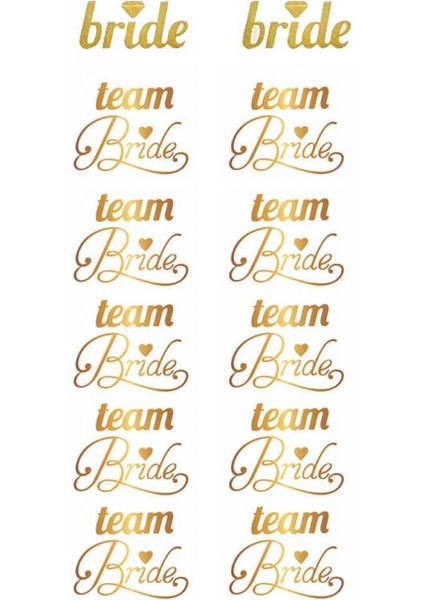 Dövme Team Brıde Kalpli Varaklı Altın Pk:12