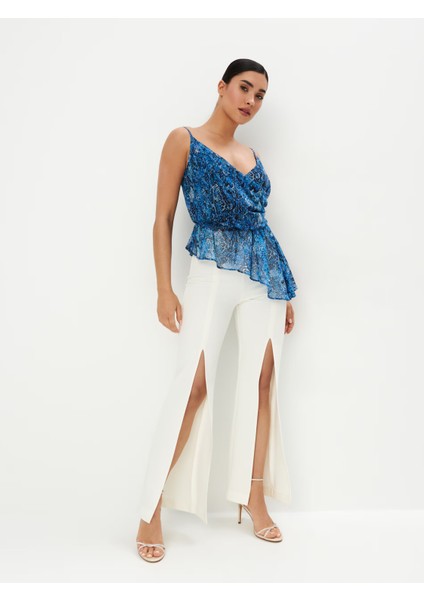 Kadın Pantolon Yan Fermuarlı Iki Paça Yırtmaçlı Ful Esnek Gabardin Kumaş fırsatları