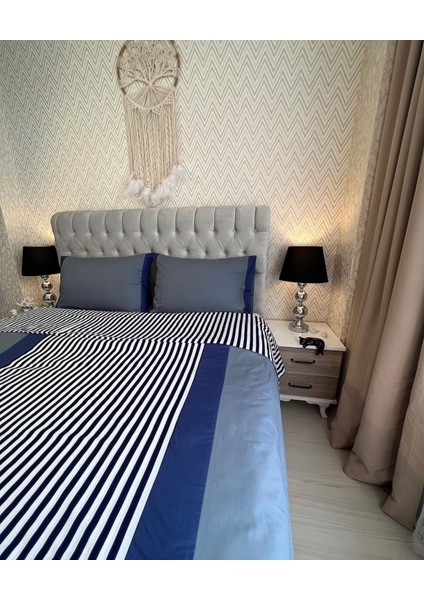 Koyu Lacivert Beyaz Cızgılı Nevresim Takımı fiyatları