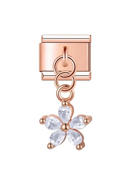 İtalyan Charm Bileklik Sparkling Flower Rose Charm