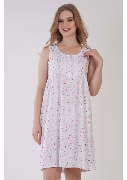 Pamuklu Kadın Kalın Askılı Kısa Boy Gecelik , 161396