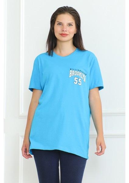 Brooklyn Baskılı Tişört 1076 - Mavi