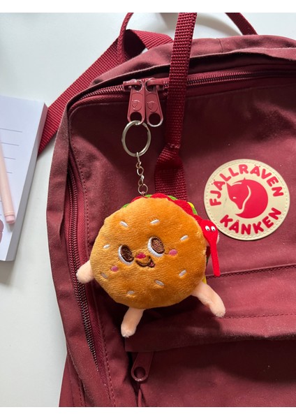 Sevimli Hamburger Peluş Anahtarlık Çanta ve Cüzdan Aksesuarı Bff Hediyelik
