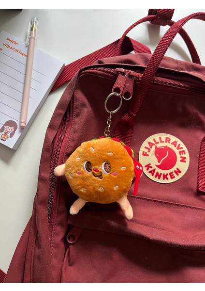 Sevimli Hamburger Peluş Anahtarlık Çanta ve Cüzdan Aksesuarı Bff Hediyelik