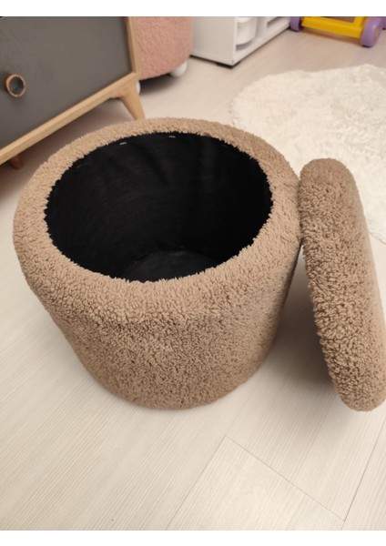 Hazine, Makyaj Masası Pufu ,sandıklu Çocuk Pufu , Yuvarlak Oyuncak Sepeti, Orjinal Teddy Kumaş 37 cm fiyatları