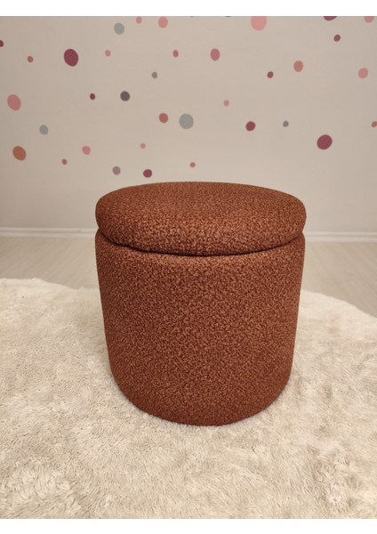 Hazine, Makyaj Masası Pufu ,sandıklu Çocuk Pufu , Yuvarlak Oyuncak Sepeti, Orjinal Teddy Kumaş 37 cm