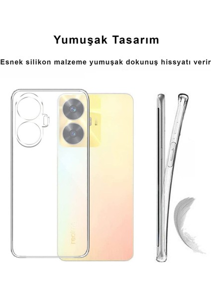 Realme C53 Kılıf Şeffaf Kamera Korumalı Esnek Yumuşak Silikon