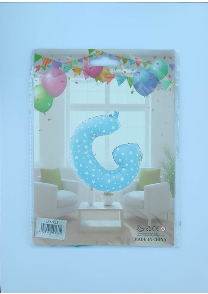 G Harf Mavi Yıldız Desenli Folyo Balon 26" Inç 65 Cm Parti, Doğum Günü, Balon