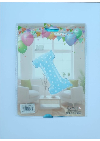 I Harf Mavi Yıldız Desenli Folyo Balon 26" Inç 65 Cm Parti, Doğum Günü, Balon