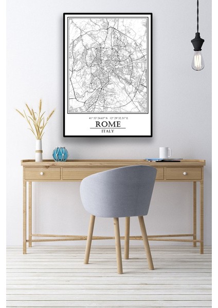 Roma Şehir Haritası Çerçevesiz Poster-Harita Sanatı, Map Art Design modelleri