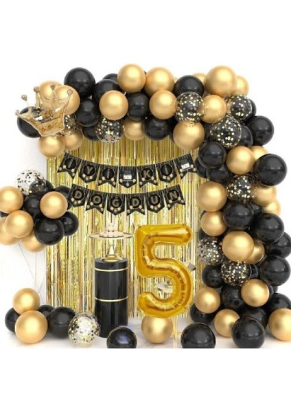 Kral Taçlı Yaş Balonlu Balon Zincirli Doğum Günü Seti Iyi Ki Doğdun-2-En Yeni Haliyle