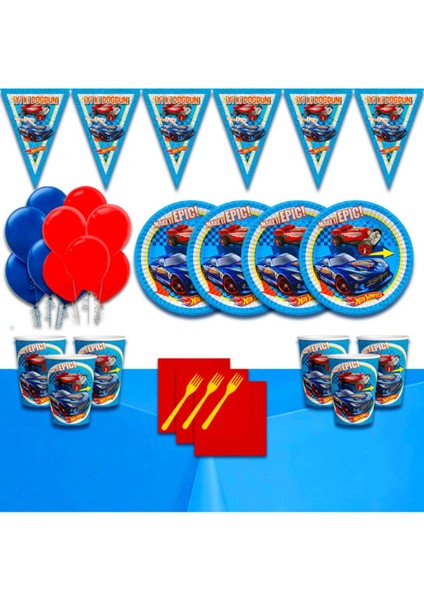 Havalı Arabalar 16 Kişilik Doğum Günü Parti Süsleri Malzemeleri Seti