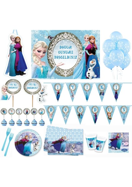 Frozen Elsa Doğum Günü Parti Seti 8 Kişilik