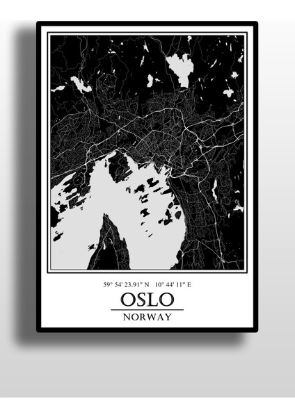 Oslo Şehir Haritası Çerçevesiz Poster-Harita Sanatı, Map Art Design fiyatları