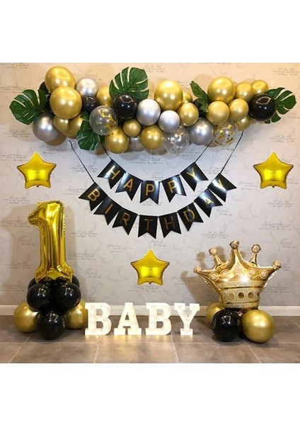 Kral Taçlı Yıldızlı 1 Yaş Happy Bırthday Doğum Günü Seti fiyatları