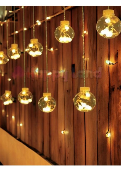 Dekoratif Led Işıklı Top Perde Led Animasyonlu Küre Toplu Ampulperde Ledfişli 3mt Günışığı
