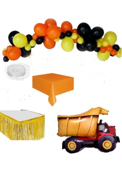 Inşaat Temalı Kamyon Folyo Balonlu Lüks Hazır Doğum Günü Süsü Parti Seti 30 Balonlu fiyatları