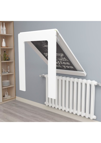 Petek Üstü Oval Köşeli 60X90 cm Mdf Oval Köşeli Çerçeveli Masa Duvara Monte Kırma Katlanır Masa