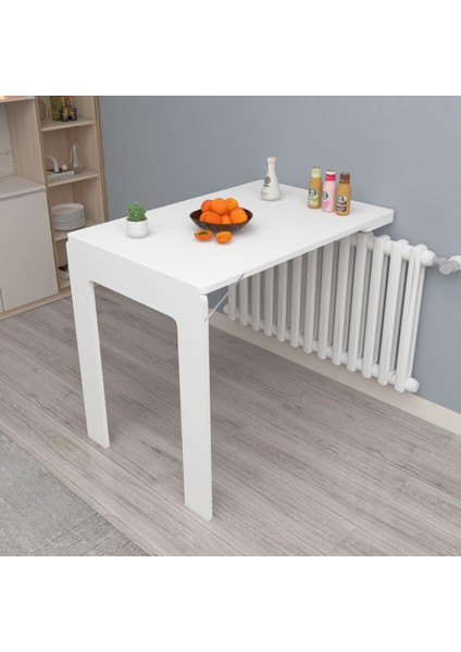 Petek Üstü Oval Köşeli 60X90 cm Mdf Oval Köşeli Çerçeveli Masa Duvara Monte Kırma Katlanır Masa