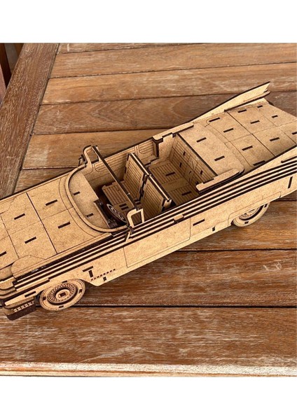 Nostaljik Araba Serisi, Pink Cadillah Eldorado 1959 Model , 3D Ahşap Puzzle Maketi