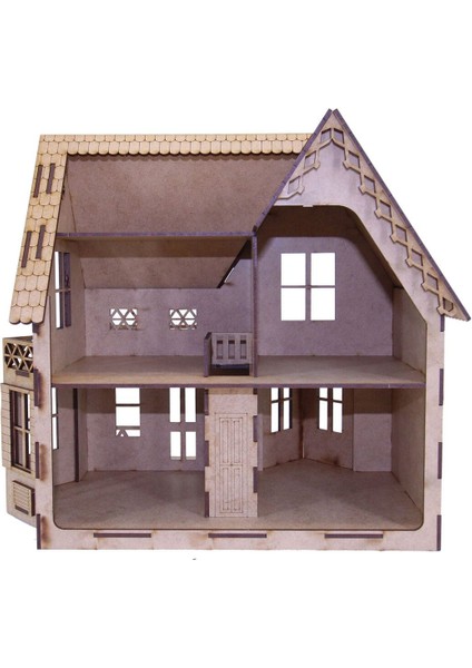 Iki Katlı Villa Ev - Model 2, 3D Ahşap Puzzle Maketi