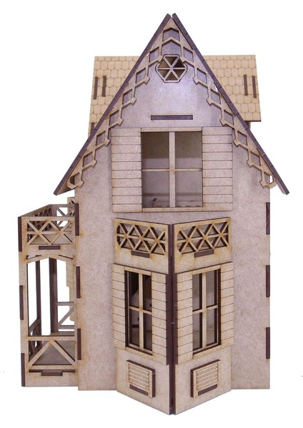Iki Katlı Villa Ev - Model 2, 3D Ahşap Puzzle Maketi