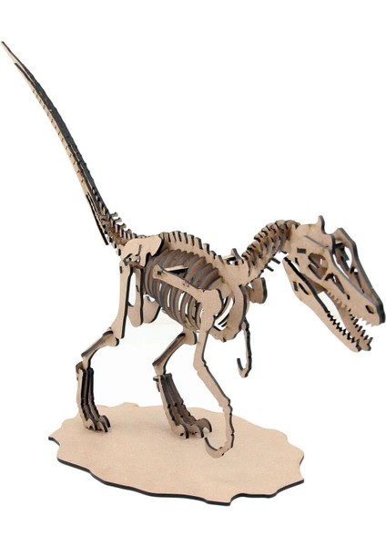 Dinozor Serisi, Velociraptor , 3D Ahşap Puzzle Maketi