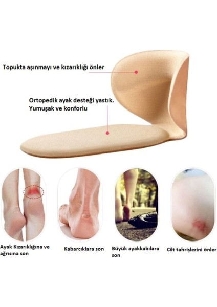 1 Çift Ten Ortopedik Tabanlık Yüksek Topuklu Ayakkabı Topuk Vurma Önleyici Koruyucu Yastığı Ped