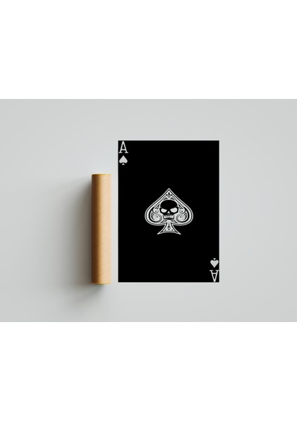 İskambil Kartı Kupa As Kuru Kafa Duvar Dekor Poster 30 x 42 Çerçevesiz modelleri
