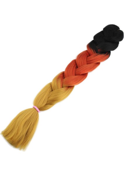 Afro Örgüsü ve Rasta Için Sentetik Renk Geçişli Saç / Siyah / Bakır / Karamel /