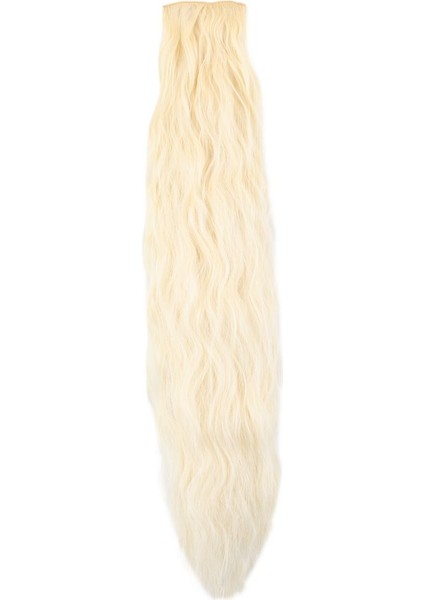 Kanekalon Fiber Sentetik Kabartılmış Dalgalı 8 Parça Saç Çıt Çıt / Açık Platin /