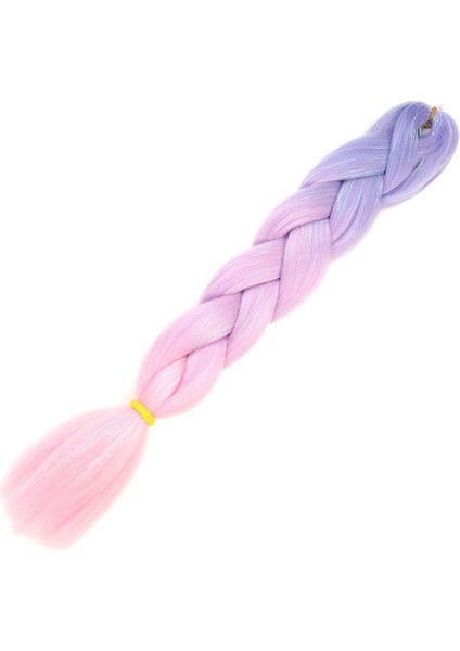 Simli Lila / Pembe / Şeker Pembesi Renk Geçişli Örgülük Saç 100 Gr. /