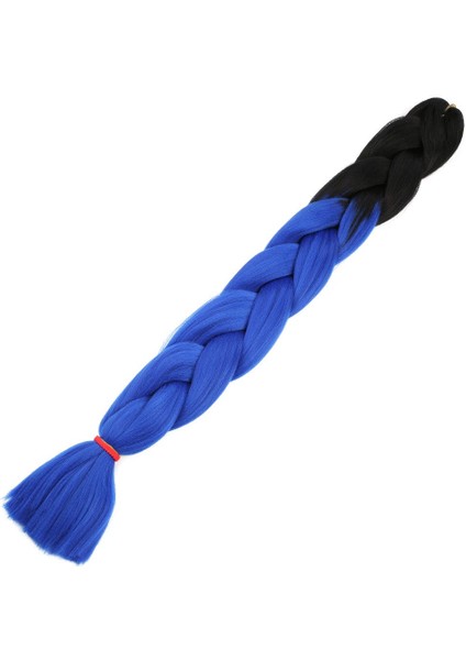 Afro Örgülük Sentetik Renk Geçişli Saç 100 Gr. / Siyah / Koyu Mavi Ombreli /