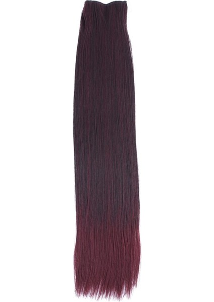 Kanekalon Fiber Sentetik Düz 8 Parça Saç Çıt Çıt / Koyu Kızıl /