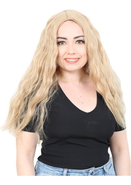 Kabartılmış Dalgalı Uzun Kanekalon Fiber Sentetik Peruk / Balköpüğü /