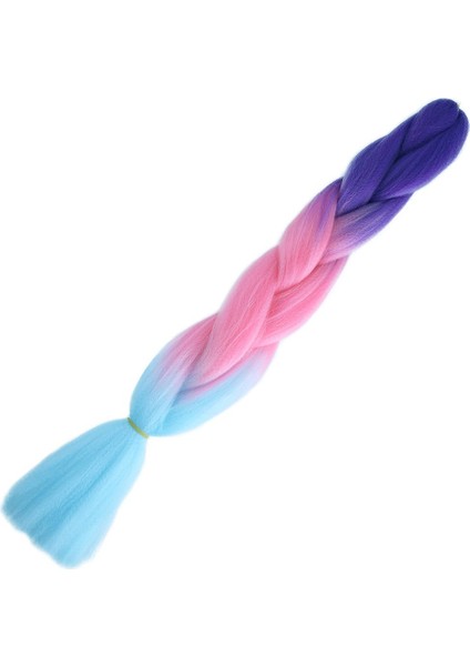Afro Örgülük Renk Geçişli Sentetik Saç 100 Gr. / Mor / Açık Pembe / Açık Mavi /