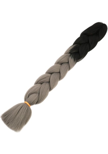 Afro Örgülük Sentetik Renk Geçişli Saç 100 Gr. / Siyah / Koyu Gri /