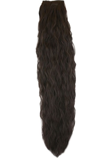 Kanekalon Fiber Sentetik Kabartılmış Dalgalı 8 Parça Saç Çıt Çıt / Kahverengi /