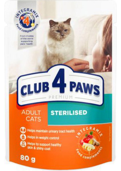 CLUB4PAWS Kisir Kediler Için Premium Mama 80 gr x 5 Adet 13