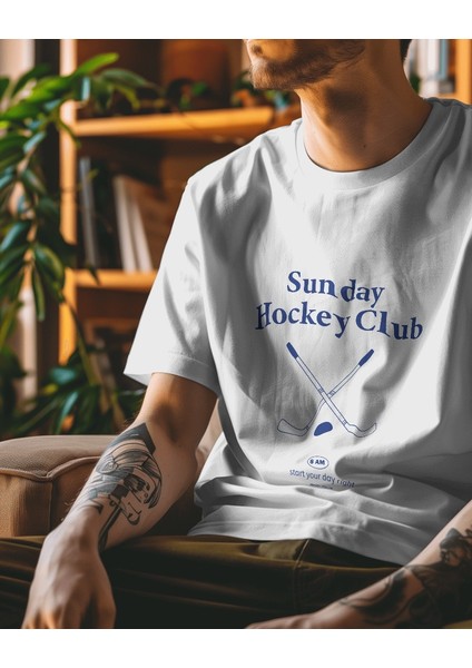 Sunday Hockey Club Tasarım Relaxed Fit Erkek Tişört