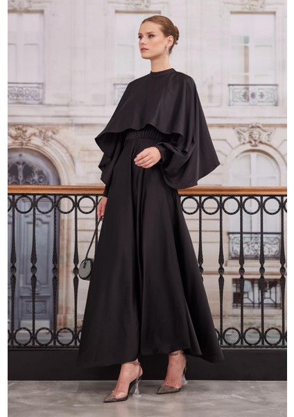 Pelerinli Elbise Siyah indirimleri