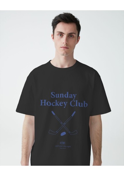 Sunday Hockey Club Tasarım Relaxed Fit Erkek Tişört fırsatları