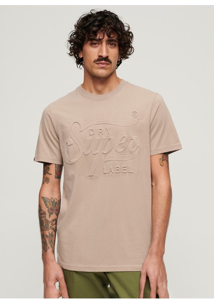 Bisiklet Yaka Düz Bej Erkek T-Shirt M1011915A1PC_EMBOSSED Archıve Graph fiyatları