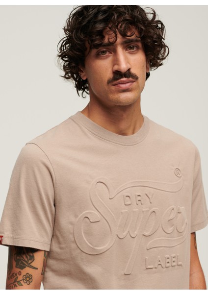 Bisiklet Yaka Düz Bej Erkek T-Shirt M1011915A1PC_EMBOSSED Archıve Graph modelleri