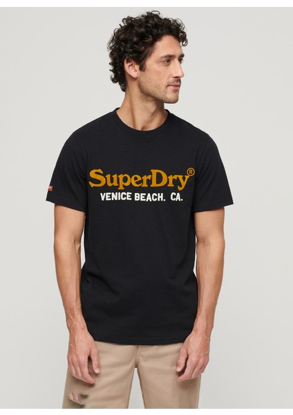 Bisiklet Yaka Baskılı Siyah Erkek T-Shirt M1011894A9RN_VENUE Duo Logo T Shırt fiyatları