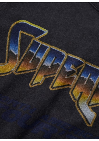 Bisiklet Yaka Baskılı Siyah Erkek T-Shirt M1011981A02A_ROCK Graphıc Band Tee fırsatları