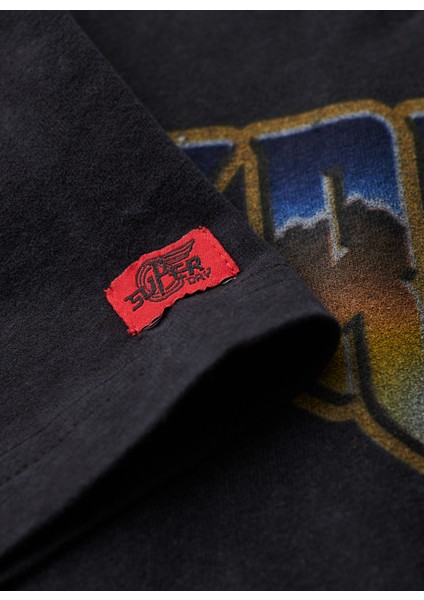 Bisiklet Yaka Baskılı Siyah Erkek T-Shirt M1011981A02A_ROCK Graphıc Band Tee indirimleri