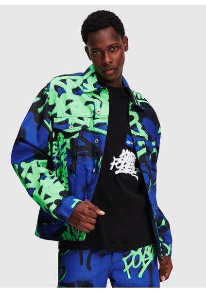Çok Renkli Erkek Denim Ceket 241D1402_KLJ Relaxed Graffıtı Jacke