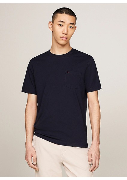 Bisiklet Yaka Mavi Erkek T-Shirt MW0MW36220DW5